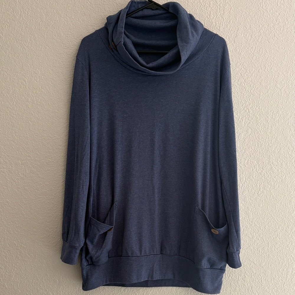 Cozy Blue Cowl Neck Sweater